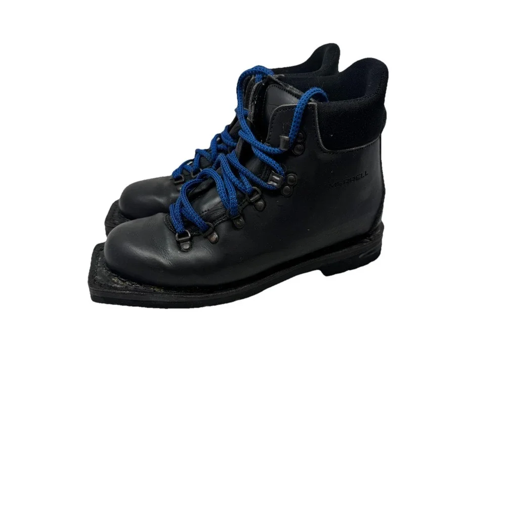 Vintage ❄️Merrell‎ 🔥XCD Tamarack Ski Boots Black Leather Nordic 3-Pin 8.5 Retro